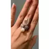 5.7ct Pear Cut White Sapphire Pearl Cocktail Ring