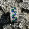 8ctw Blue Sapphire and Emerald Eternity Ring