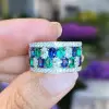8ctw Blue Sapphire and Emerald Eternity Ring