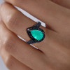 3ct Halo Pear Cut Emerald Engagement Ring