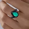 3ct Halo Pear Cut Emerald Engagement Ring