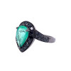 3ct Halo Pear Cut Emerald Engagement Ring