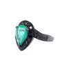 3ct Halo Pear Cut Emerald Engagement Ring