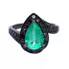 3ct Halo Pear Cut Emerald Engagement Ring