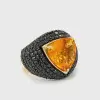 5ct Trillion Cut Yellow Sapphire Bold Paved Ring