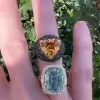 5ct Trillion Cut Yellow Sapphire Bold Paved Ring