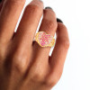 Paved Rainbow Sapphire Heart Cocktail Ring