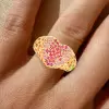 Paved Rainbow Sapphire Heart Cocktail Ring