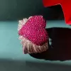 Angel Wing Ruby Paved Heart Cocktail Ring