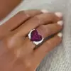 Angel Wing Ruby Paved Heart Cocktail Ring