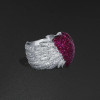 Angel Wing Ruby Paved Heart Cocktail Ring