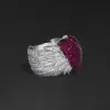 Angel Wing Ruby Paved Heart Cocktail Ring