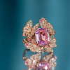 5.2ct Emerald Cut Pink Sapphire Butterfly Cocktail Ring
