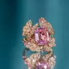5.2ct Emerald Cut Pink Sapphire Butterfly Cocktail Ring