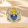 Heart Cut Yellow and Blue Sapphire Cocktail Ring