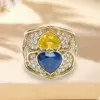 Heart Cut Yellow and Blue Sapphire Cocktail Ring