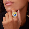 Heart Cut Yellow and Blue Sapphire Cocktail Ring