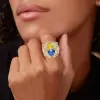 Heart Cut Yellow and Blue Sapphire Cocktail Ring
