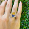 Heart Cut Yellow and Blue Sapphire Cocktail Ring