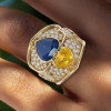 Heart Cut Yellow and Blue Sapphire Cocktail Ring