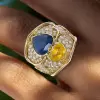 Heart Cut Yellow and Blue Sapphire Cocktail Ring