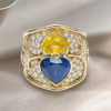 Heart Cut Yellow and Blue Sapphire Cocktail Ring