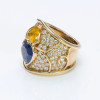 Heart Cut Yellow and Blue Sapphire Cocktail Ring