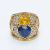 Heart Cut Yellow and Blue Sapphire Cocktail Ring