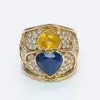 Heart Cut Yellow and Blue Sapphire Cocktail Ring