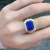 8.4ct Emerald Cut Tanzanite Blue Sapphire Engagement Ring