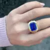 8.4ct Emerald Cut Tanzanite Blue Sapphire Engagement Ring