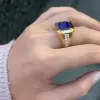 8.4ct Emerald Cut Tanzanite Blue Sapphire Engagement Ring