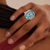 14ct Emerald Cut Aquamarine Cluster Cocktail Ring