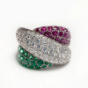 5ctw Round Cut Ruby Emerald Bypass Cocktail Ring