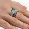 5ctw Round Cut Ruby Emerald Bypass Cocktail Ring