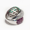 5ctw Round Cut Ruby Emerald Bypass Cocktail Ring