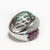 5ctw Round Cut Ruby Emerald Bypass Cocktail Ring