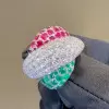 5ctw Round Cut Ruby Emerald Bypass Cocktail Ring