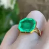 7ct Octagon Cut Emerald Vintage Cocktail Ring