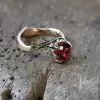2.7ct Round Cut Ruby Lily Pad Engagement Ring