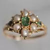 Antique Style Emerald and Pearl Ring