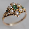 Antique Style Emerald and Pearl Ring