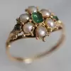 Antique Style Emerald and Pearl Ring