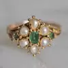 Antique Style Emerald and Pearl Ring