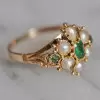 Antique Style Emerald and Pearl Ring
