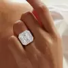 4.2ct Asscher Cut Three Stone Engagement Ring