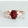 2.5ct Emerald Cut Ruby Cluster Engagement Ring
