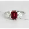2.5ct Emerald Cut Ruby Cluster Engagement Ring
