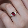 2.5ct Emerald Cut Ruby Cluster Engagement Ring