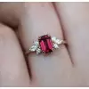 2.5ct Emerald Cut Ruby Cluster Engagement Ring